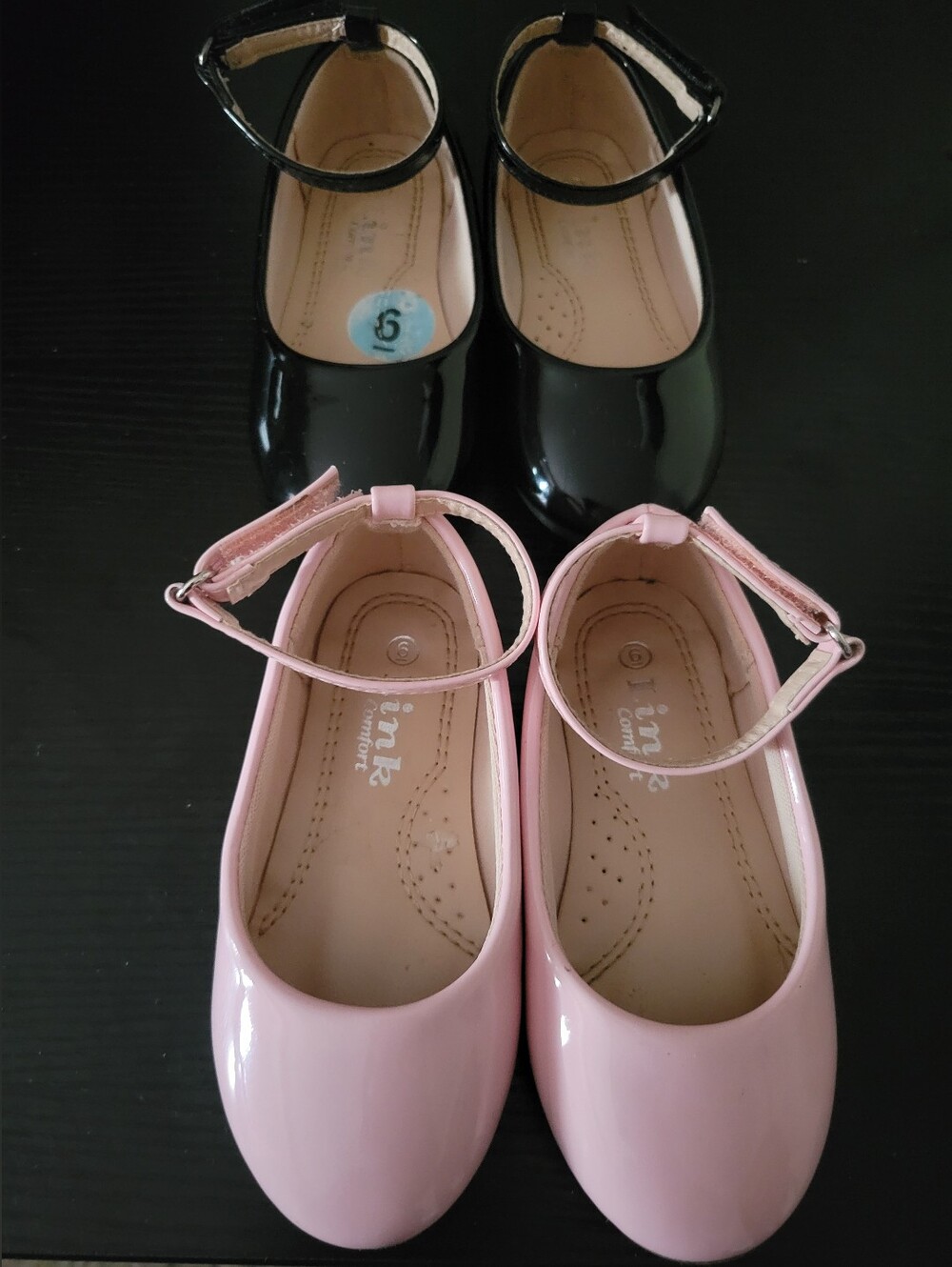 Girls Patent Mary Jane Shoes - Pink and Black Size 6c